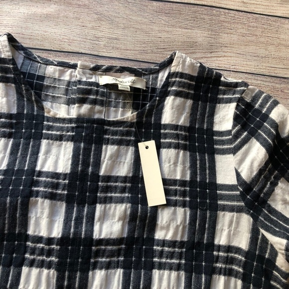 NWT Madewell Button Back Tie Front Plaid Shirt - Picture 6 of 7